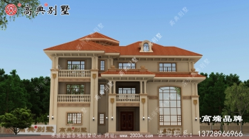 占地234平方米农村自建简欧复式斜顶三层别墅