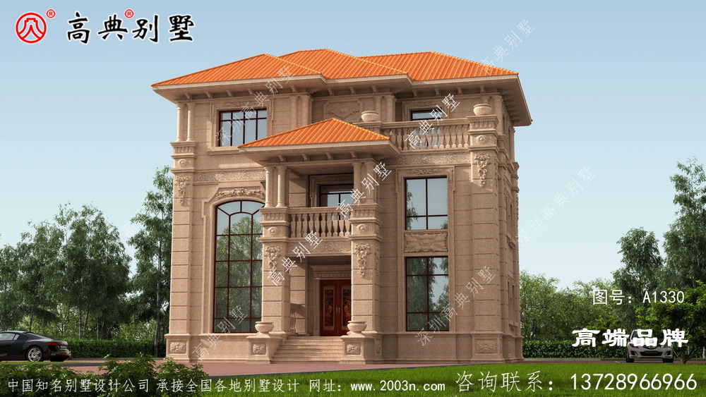 欧式石材三层别墅，复式的设计更加高档
