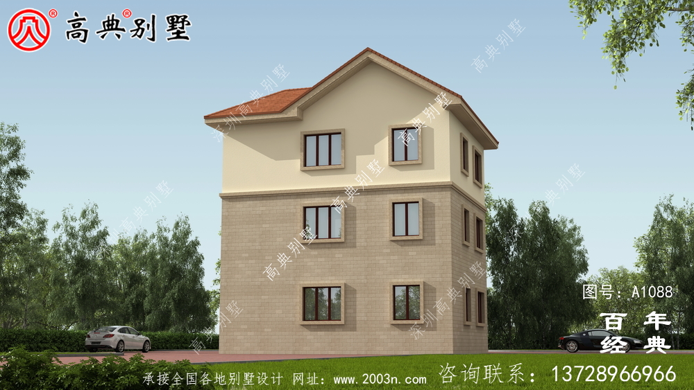 欧式三层自建小户型别墅设计施工图及效果图。