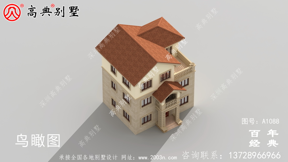 欧式三层自建小户型别墅设计施工图及效果图。