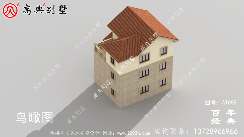 欧式三层自建小户型别墅设计施工图及效果图。