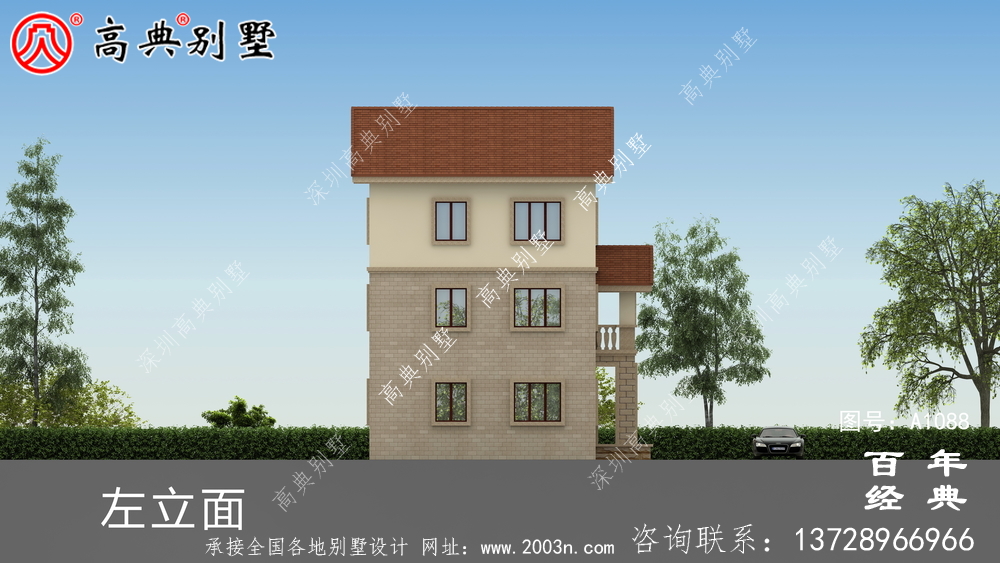 欧式三层自建小户型别墅设计施工图及效果图。