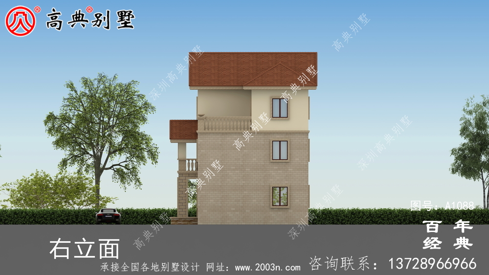 欧式三层自建小户型别墅设计施工图及效果图。