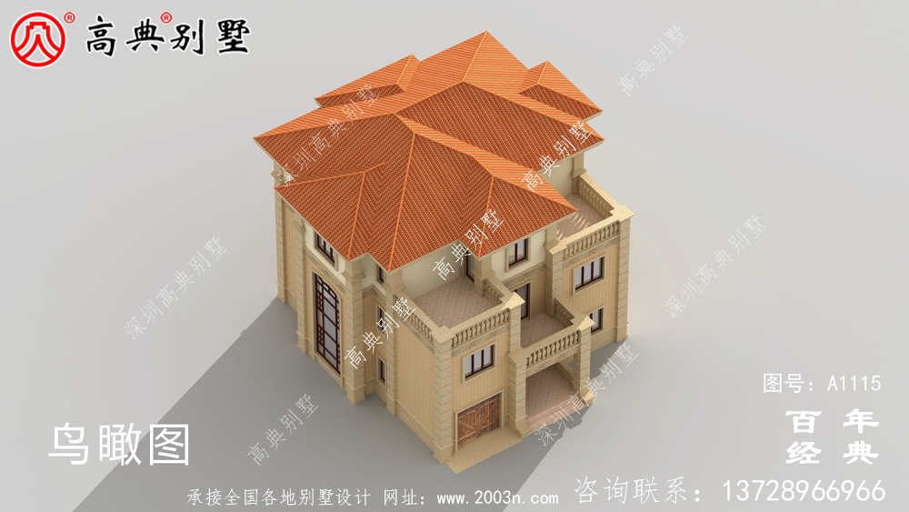带车库的欧式三层别墅房屋设计图,大客厅挑高