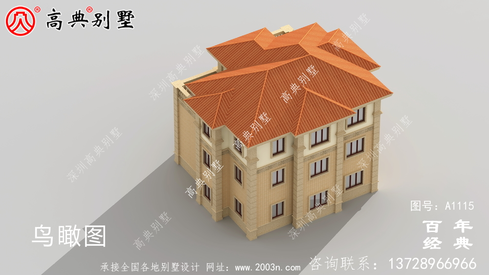 带车库的欧式三层别墅房屋设计图,大客厅挑高