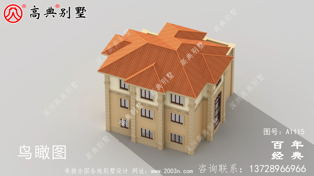 带车库的欧式三层别墅房屋设计图,大客厅挑高