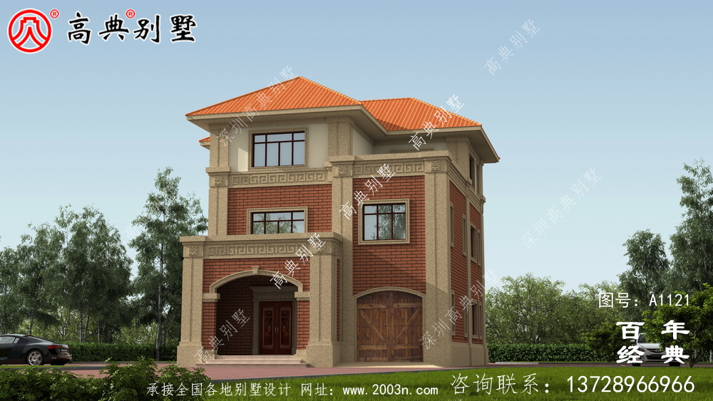 欧式三层建筑设计图中包含效果图,户型经典。