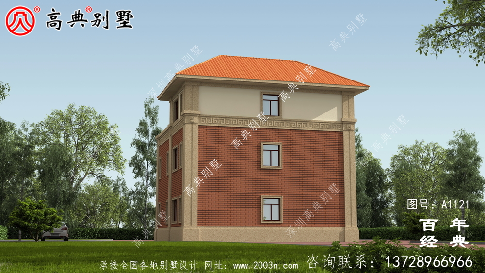 欧式三层建筑设计图中包含效果图,户型经典。