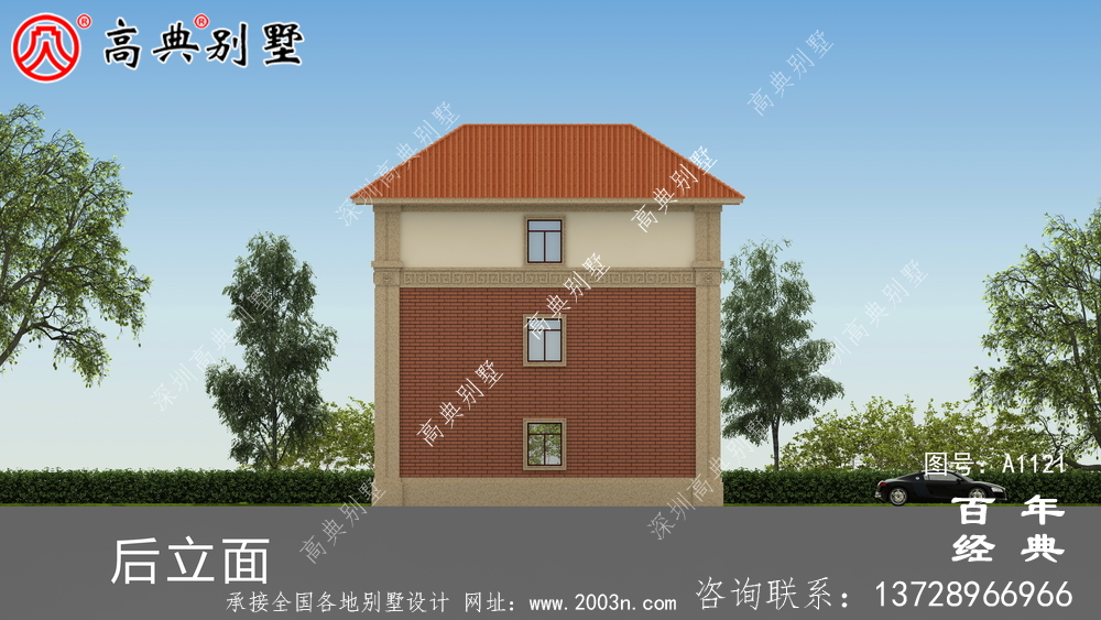 欧式三层建筑设计图中包含效果图,户型经典。