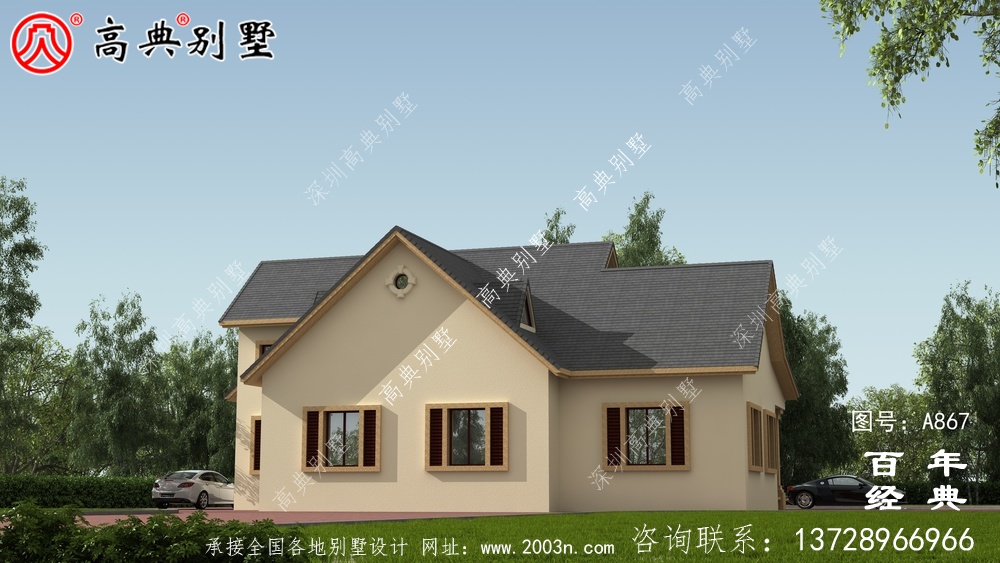 一层别墅的设计图包括效果图和农村自建阁楼的