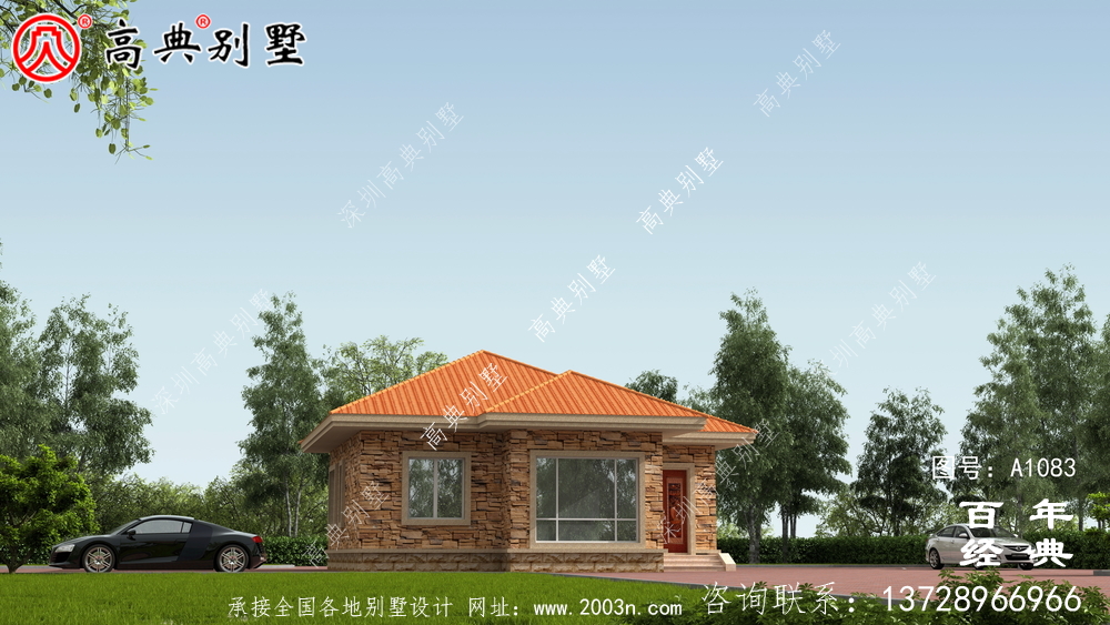 預算10萬元的歐式一層別墅設計，農村一層自建住
