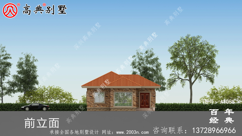 預算10萬元的歐式一層別墅設計，農村一層自建住