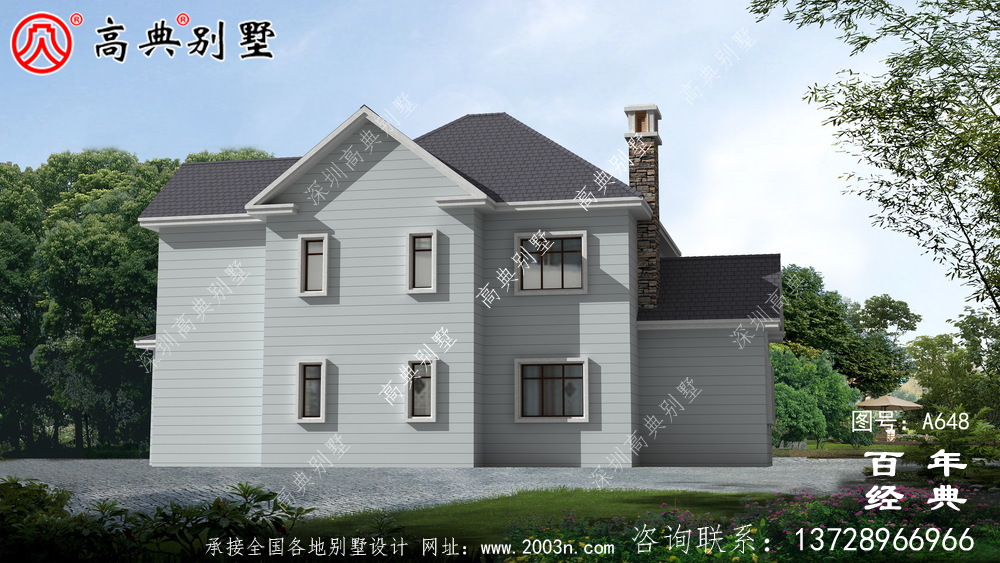 美式两层别墅设计效果图,美观大方
