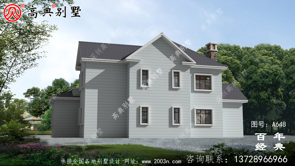 美式两层别墅设计效果图,美观大方
