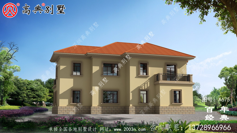 独栋别墅样式二层自建房设计图,外型图时尚潮流
