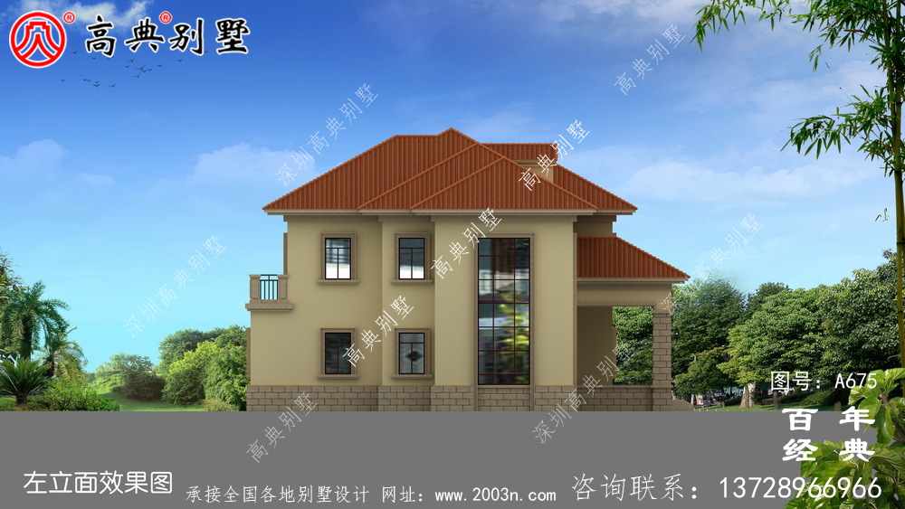独栋别墅样式二层自建房设计图,外型图时尚潮流