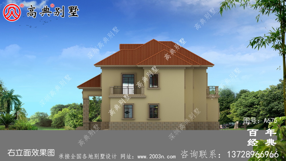 独栋别墅样式二层自建房设计图,外型图时尚潮流
