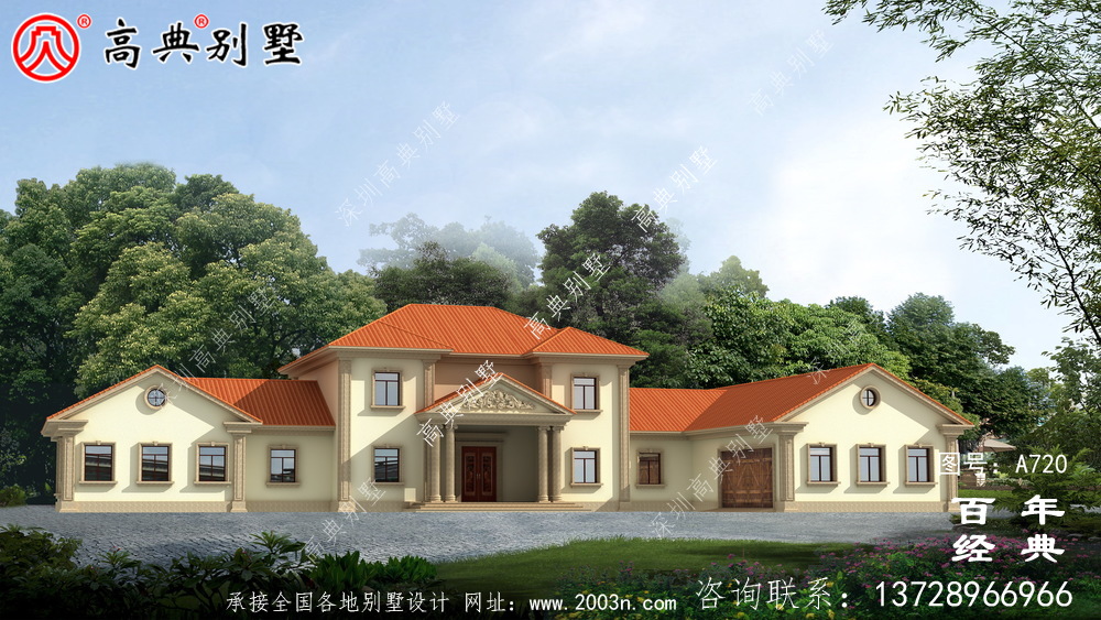 占地517平的豪华二层别墅设计图及效果图,外观有格调