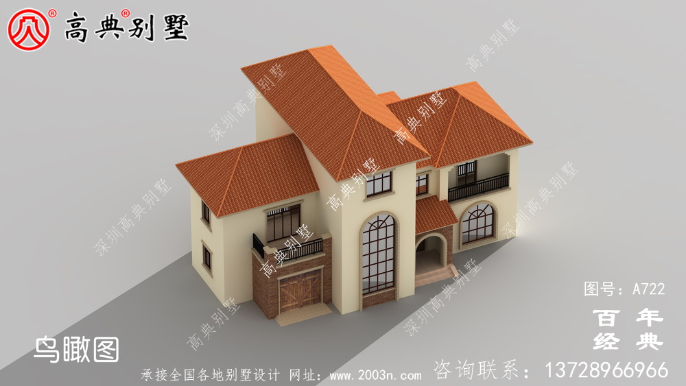 农村小型两层住宅及别墅设计图,外观效果图。