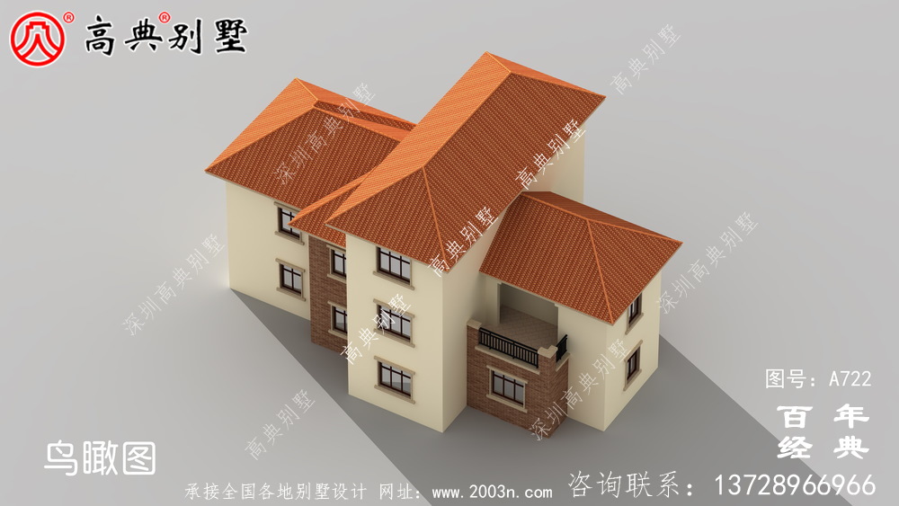 农村小型两层住宅及别墅设计图,外观效果图。