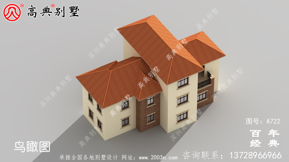 农村小型两层住宅及别墅设计图,外观效果图。