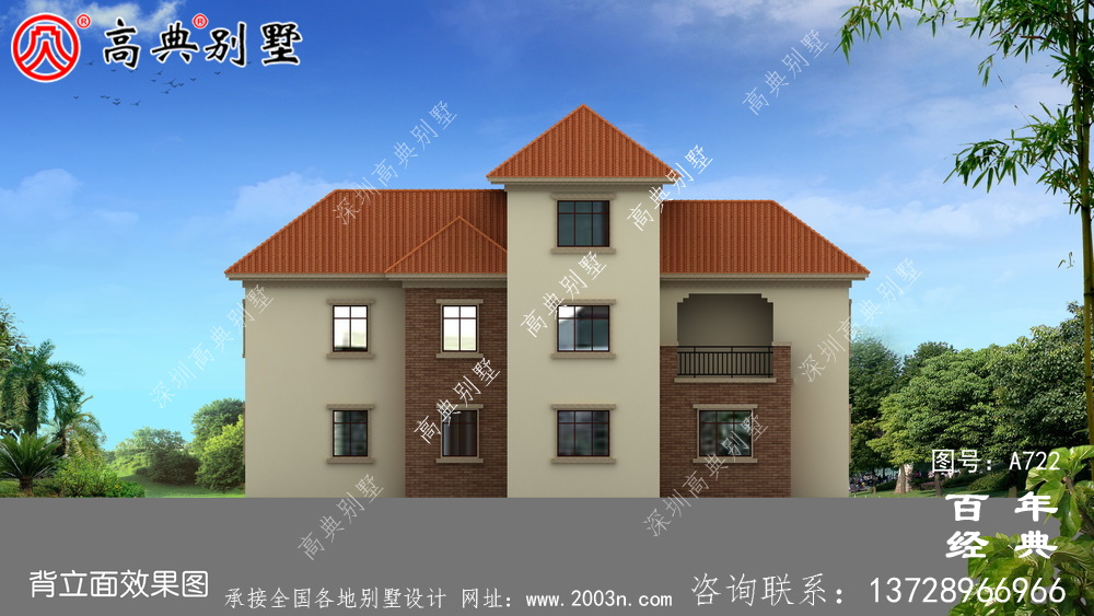 农村小型两层住宅及别墅设计图,外观效果图。
