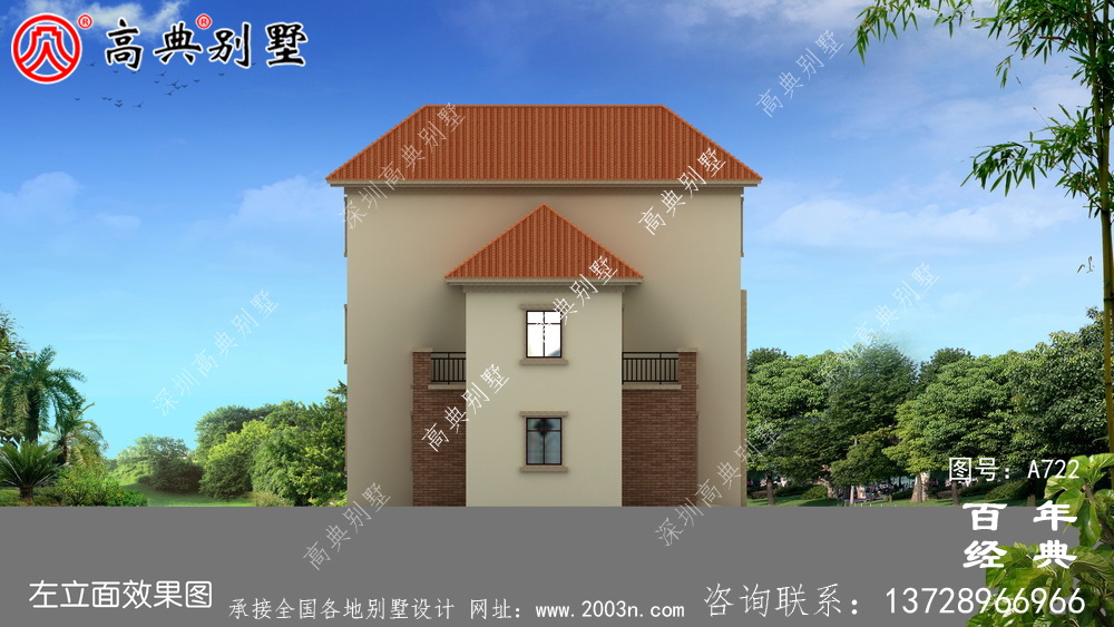 农村小型两层住宅及别墅设计图,外观效果图。