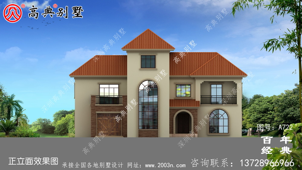 农村小型两层住宅及别墅设计图,外观效果图。