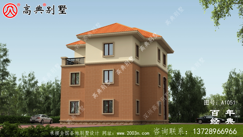 2019最火爆的三层乡村小别墅设计图纸,占地面积134平米