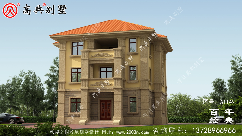 乡村自建欧式三层房屋设计图,含外型效果图