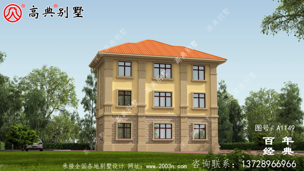 乡村自建欧式三层房屋设计图,含外型效果图