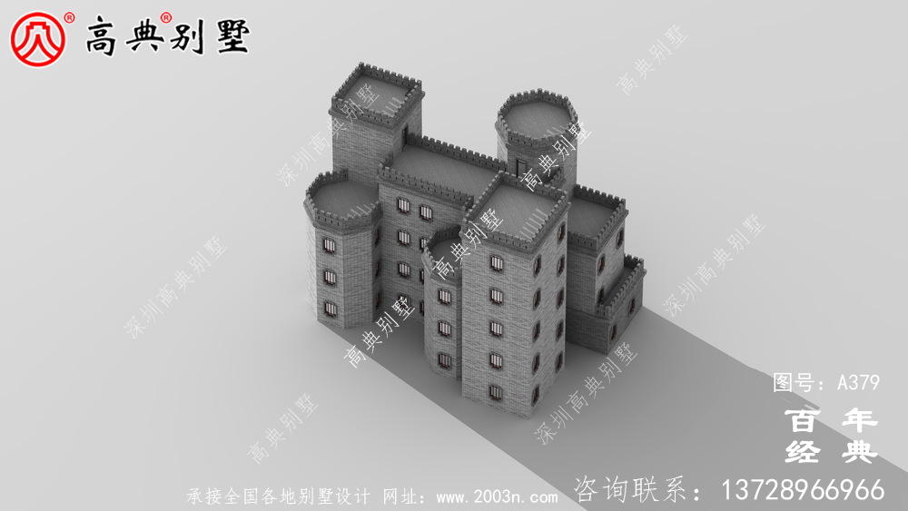 新農村四層中式城堡別墅設計圖和效果圖立面清新獨特。