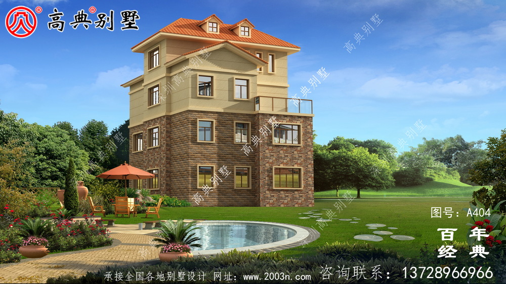 四層豪華歐式別墅自建建筑設計圖，效果圖及全套施工圖。