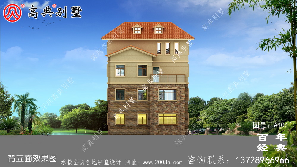 四層豪華歐式別墅自建建筑設計圖，效果圖及全套施工圖。