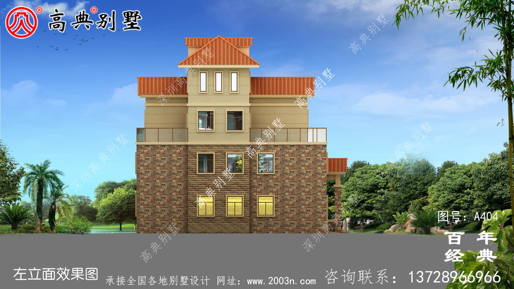 四層豪華歐式別墅自建建筑設計圖，效果圖及全套施工圖。