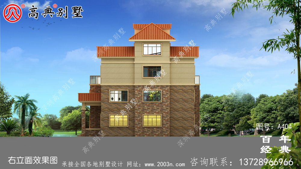 四層豪華歐式別墅自建建筑設計圖，效果圖及全套施工圖。