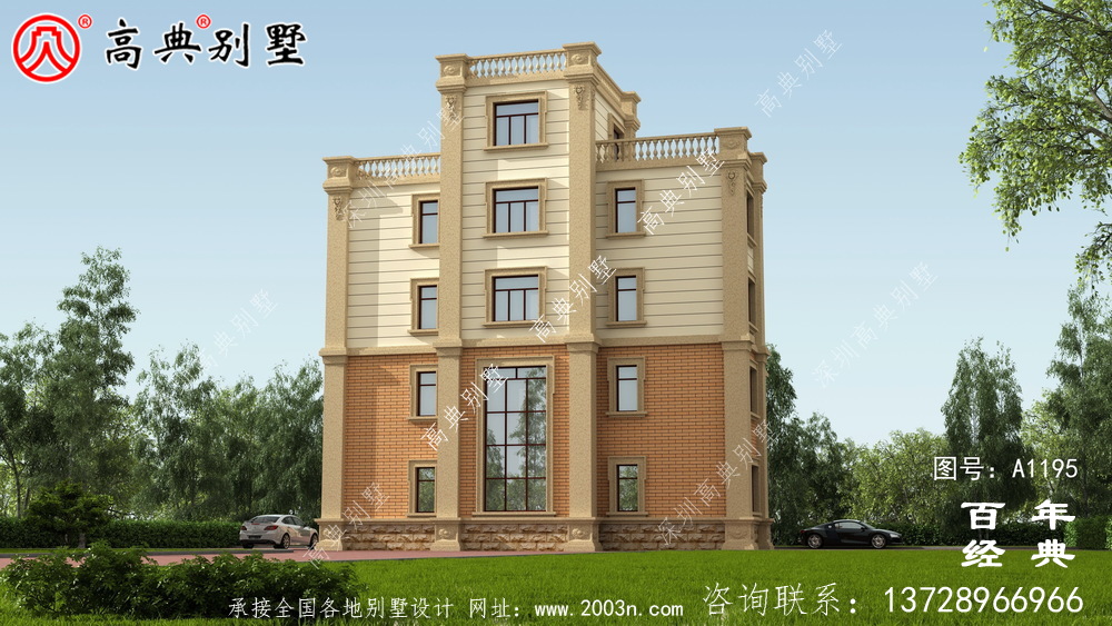 168平方米新農(nóng)村四層住宅設(shè)計(jì)圖紙及效果圖