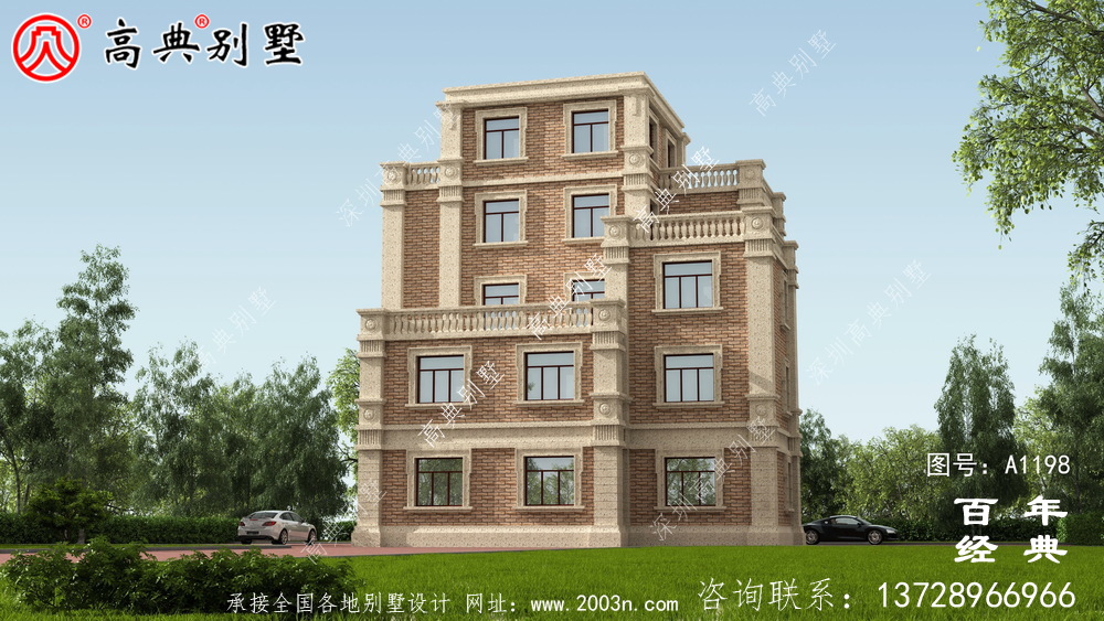 高大上四層別墅房屋設計圖，含外型設計效果圖