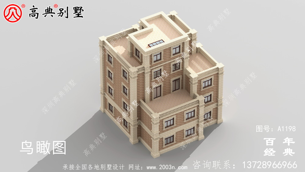 高大上四層別墅房屋設計圖，含外型設計效果圖