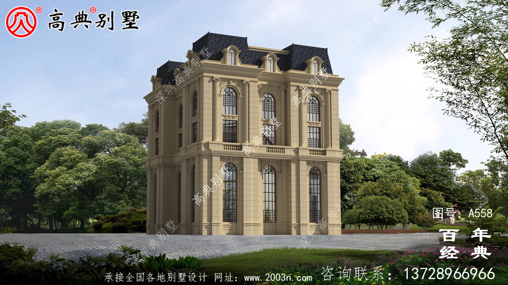 农村五楼法式别墅设计图纸及效果图,整体风格细节精致