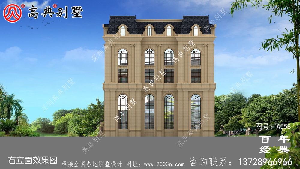 农村五楼法式别墅设计图纸及效果图,整体风格细节精致
