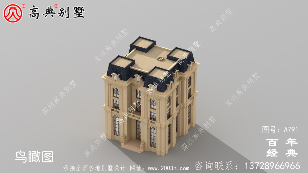 五层法式别墅设计图纸,客厅中空复式,豪华大气