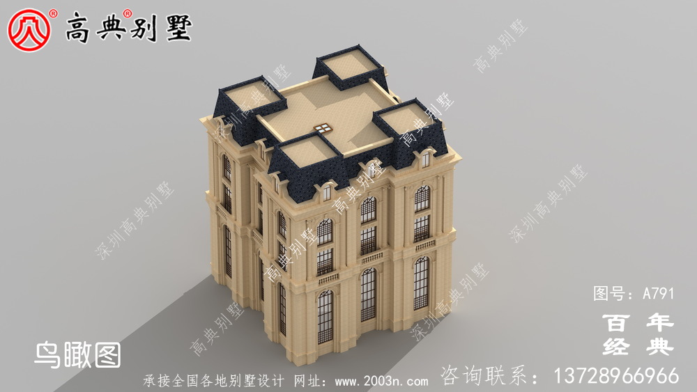 五层法式别墅设计图纸,客厅中空复式,豪华大气