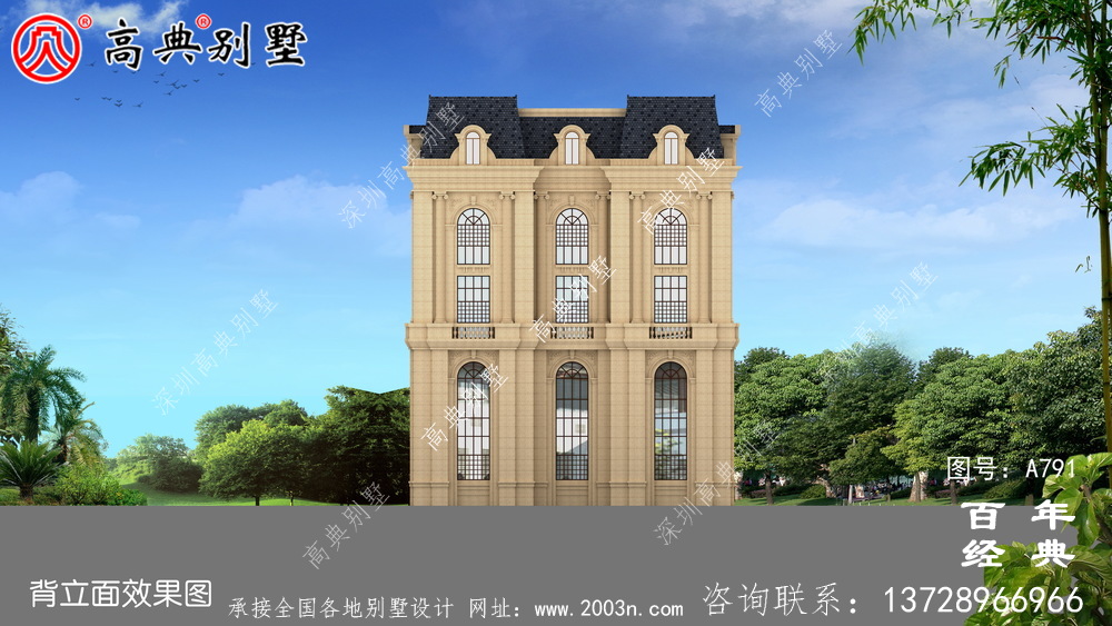 五层法式别墅设计图纸,客厅中空复式,豪华大气