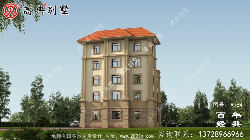 简单实用的五层农村自建住宅设计,面积159平方米。
