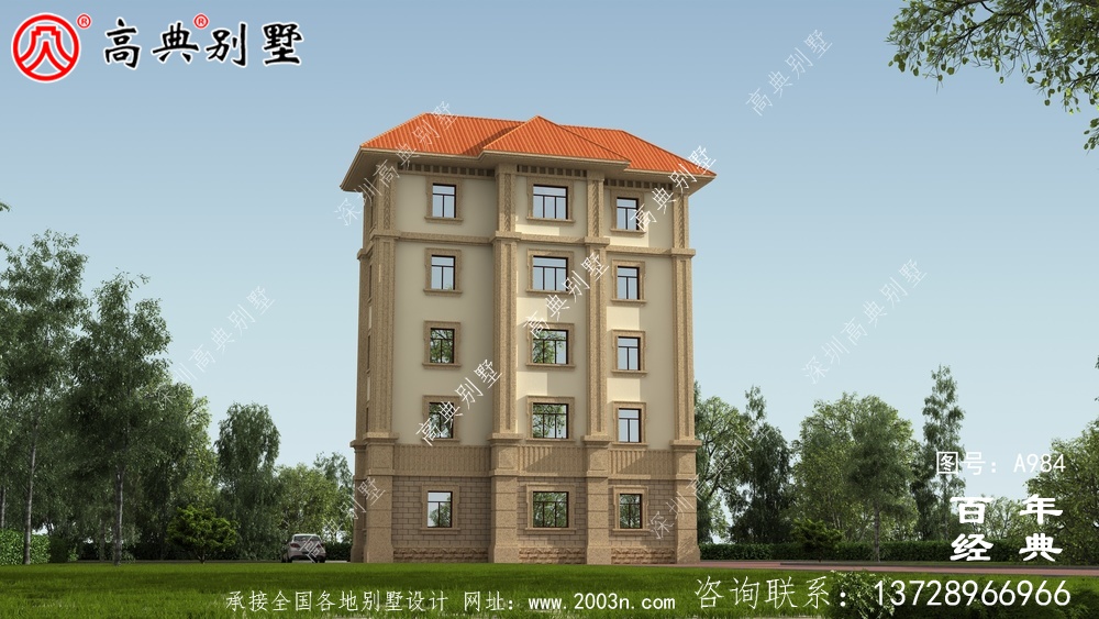简单实用的五层农村自建住宅设计,面积159平方米。