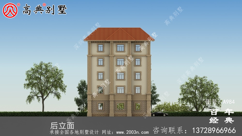 简单实用的五层农村自建住宅设计,面积159平方米。