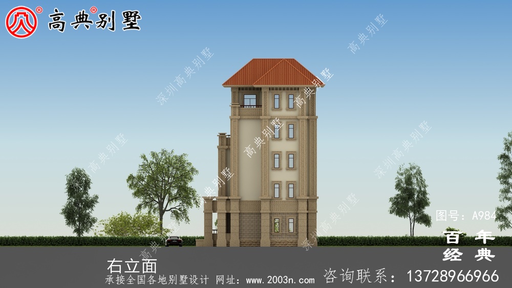 简单实用的五层农村自建住宅设计,面积159平方米。