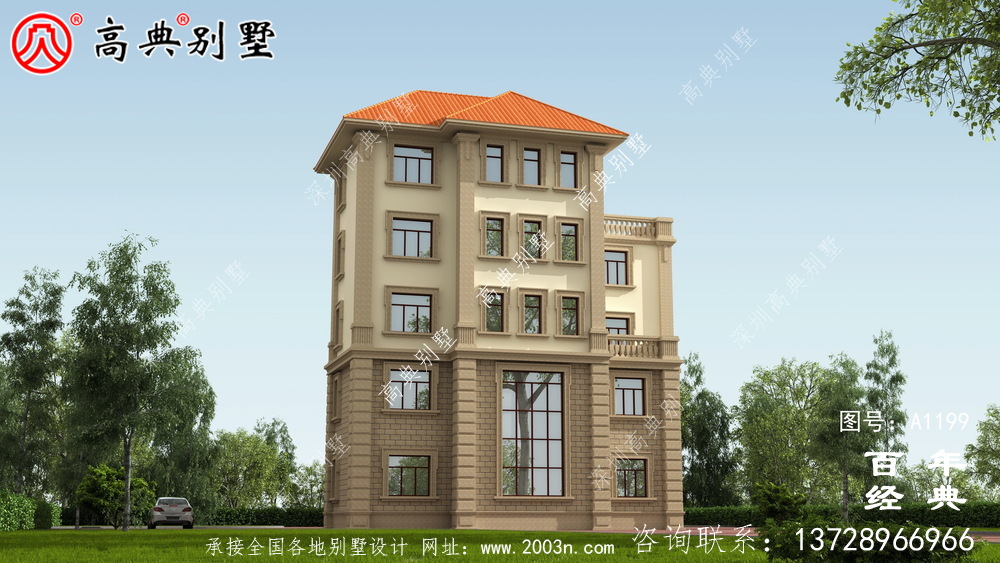 农村大户型五层自建别墅设计图纸,室内功能齐全