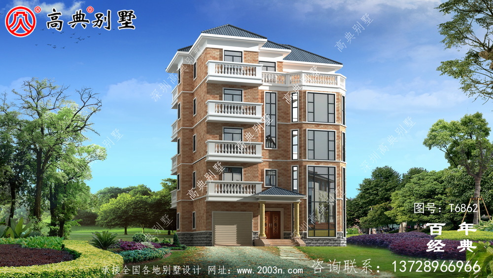 农村五层建筑设计,占地743平方米,欧式高端大气